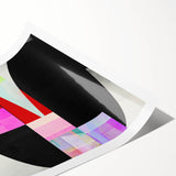 Abstract minimalist wall art print showcasing soft pastel colors and geometric shapes, elegantly rolled for easy display and shipping in a protective tube.