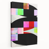 Abstract minimalist wall art on stretched canvas showcasing soft earth tones and geometric shapes, ideal for modern home decor. Side view emphasizes depth and texture.