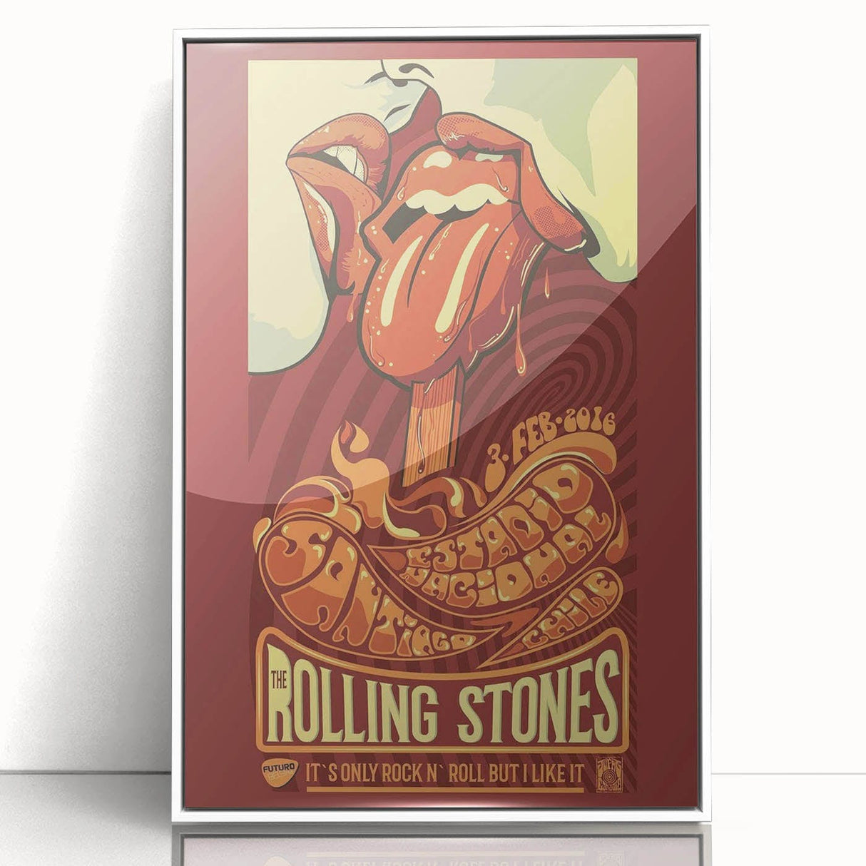 Rolling Stones 2016 Concert Poster - Santiago Chile Retro Art