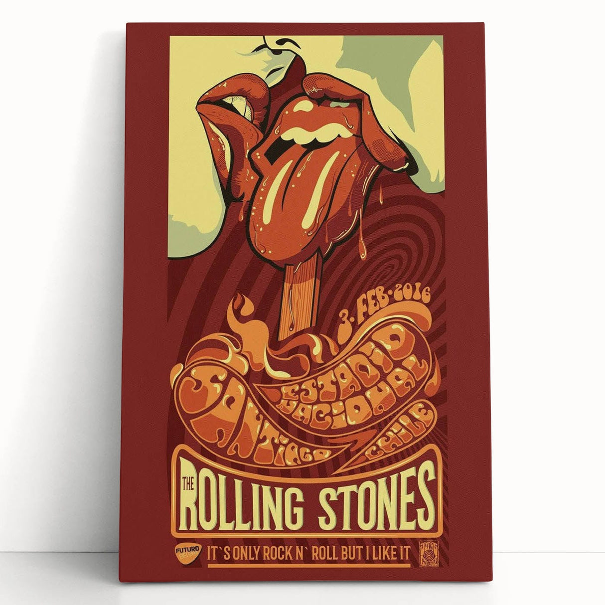 Rolling Stones 2016 Concert Poster - Santiago Chile Retro Art