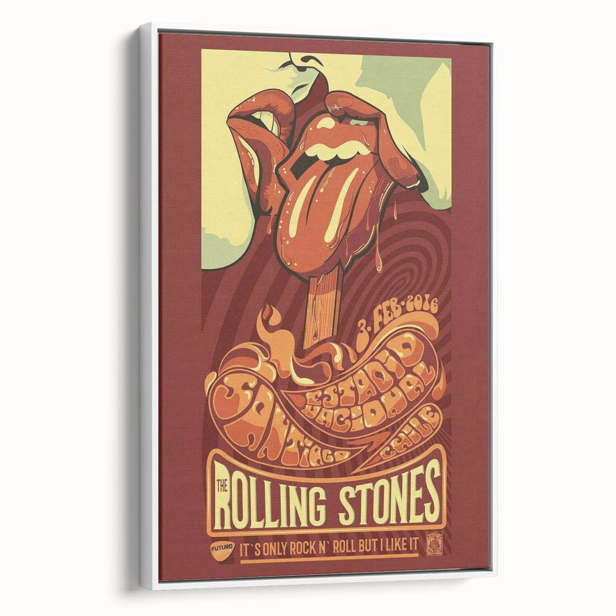 Rolling Stones 2016 Concert Poster - Santiago Chile Retro Art