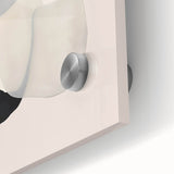 Abstract minimalist wall art close-up featuring vibrant shades of blue and green, set against a sleek acrylic glass surface, perfect for modern interior decor.