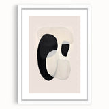 Abstract minimalist wall art framed with a white mat, showcasing geometric shapes in soft pastel colors, perfect for modern home decor or office spaces.