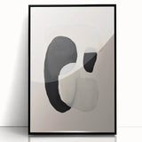 Framed abstract minimalist wall art in black acrylic featuring geometric shapes and a sleek design, ideal for modern home decor and art enthusiasts.