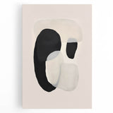 Abstract minimalist wall art design on stretched canvas, featuring soft earth tones and geometric shapes, ideal for modern home decor and artistic interiors.