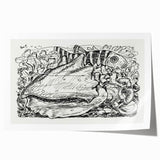 Modern Wall Art - Intricate Underwater Illustration | Fish & Shell Drawing