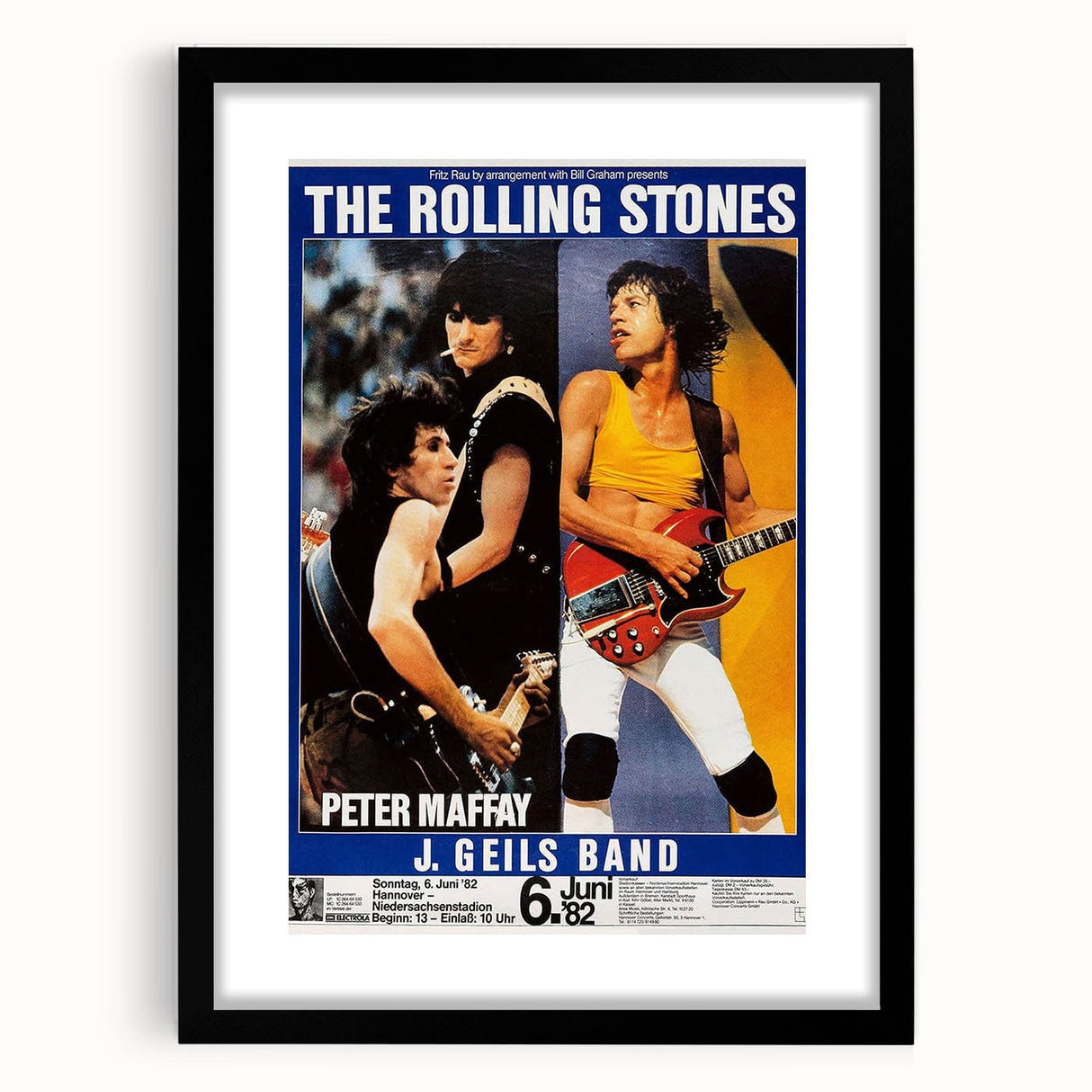 Rolling Stones 1982 Hannover Concert Poster - Vintage Rock Art
