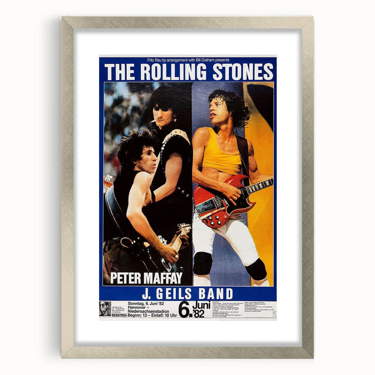 Rolling Stones 1982 Hannover Concert Poster - Vintage Rock Art