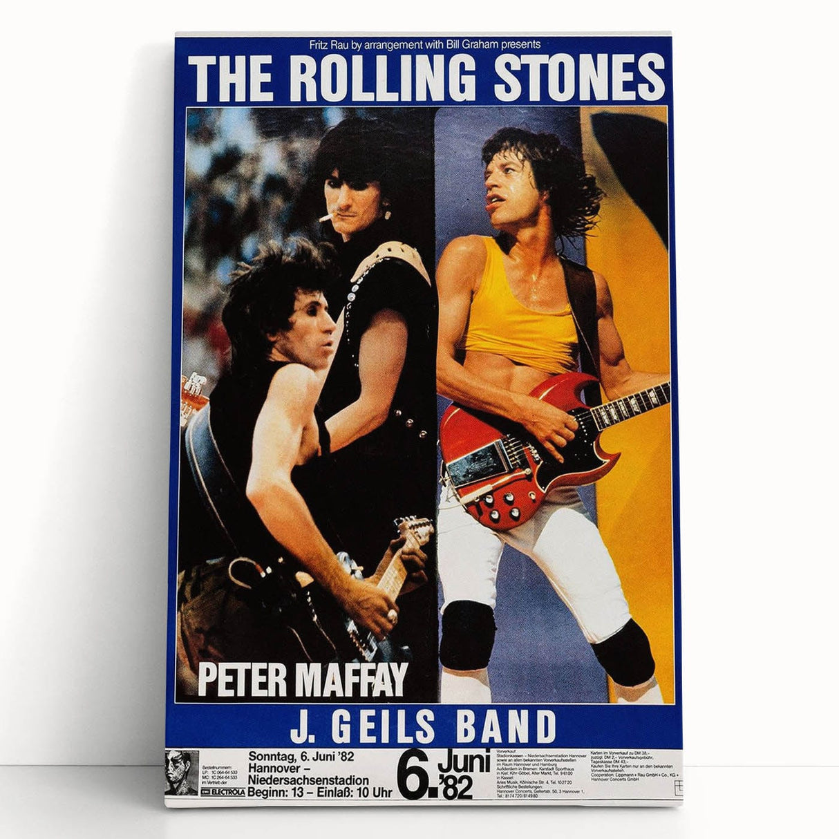 Rolling Stones 1982 Hannover Concert Poster - Vintage Rock Art