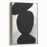 Abstract minimalist wall art in a sleek silver frame, showcasing geometric shapes and soft color gradients, ideal for modern home decor.