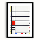 Abstract Geometric Wall Art - Mondrian's Modern Grid in Primary Colors