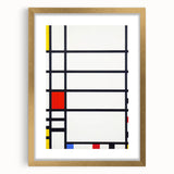 Abstract Geometric Wall Art - Mondrian's Modern Grid in Primary Colors