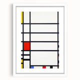 Abstract Geometric Wall Art - Mondrian's Modern Grid in Primary Colors