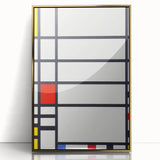 Abstract Geometric Wall Art - Mondrian's Modern Grid in Primary Colors