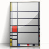 Abstract Geometric Wall Art - Mondrian's Modern Grid in Primary Colors