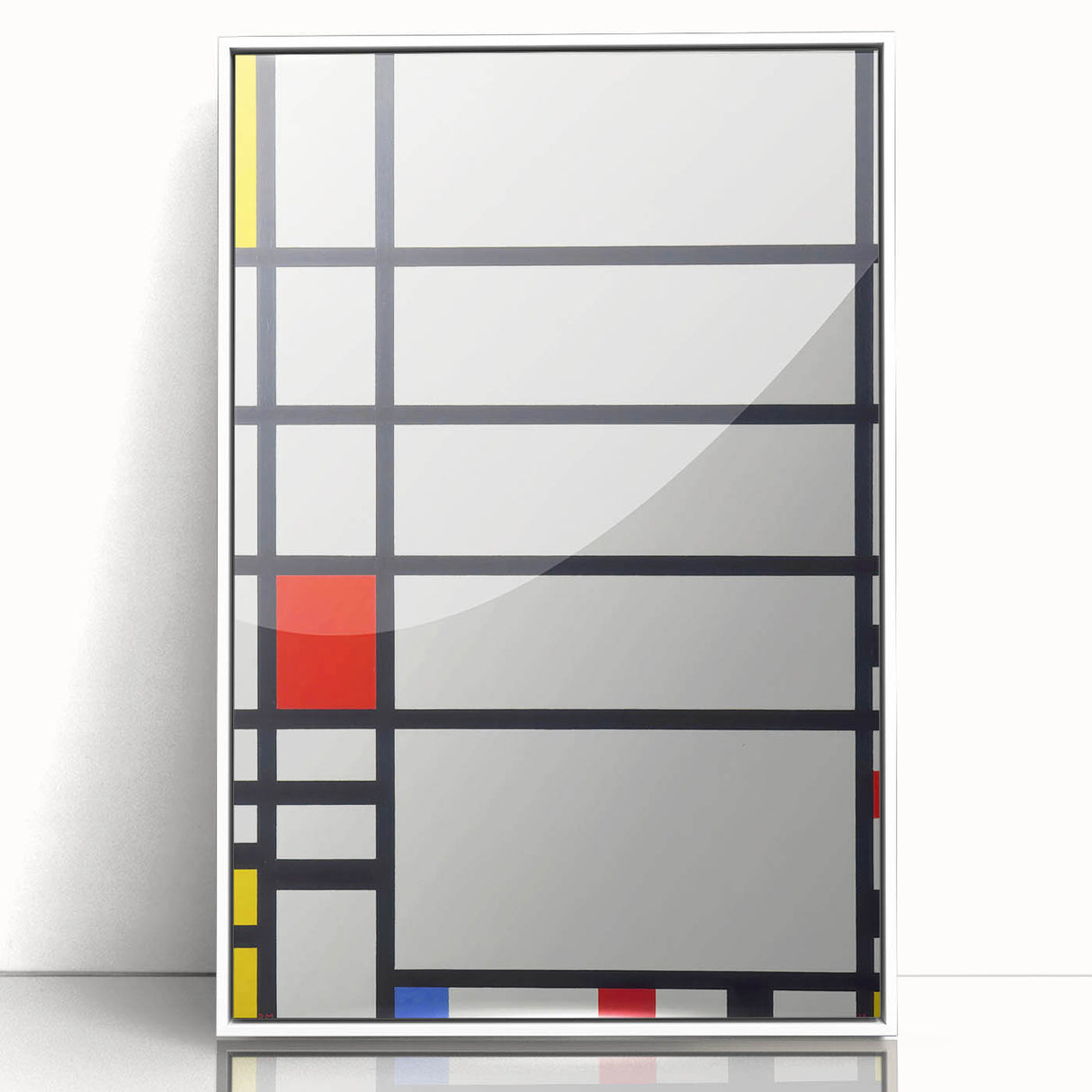 Abstract Geometric Wall Art - Mondrian's Modern Grid in Primary Colors