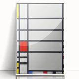 Abstract Geometric Wall Art - Mondrian's Modern Grid in Primary Colors