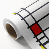 Abstract Geometric Wall Art - Mondrian's Modern Grid in Primary Colors