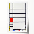 Abstract Geometric Wall Art - Mondrian's Modern Grid in Primary Colors