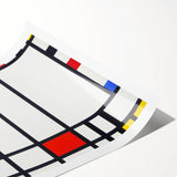 Abstract Geometric Wall Art - Mondrian's Modern Grid in Primary Colors