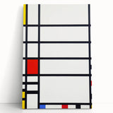 Abstract Geometric Wall Art - Mondrian's Modern Grid in Primary Colors