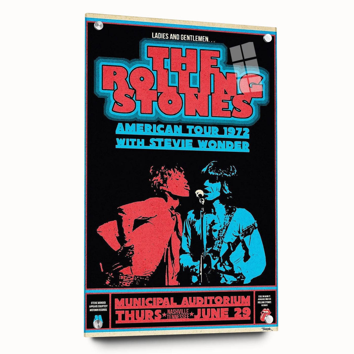 Rolling Stones 1972 American Tour Poster with Stevie Wonder