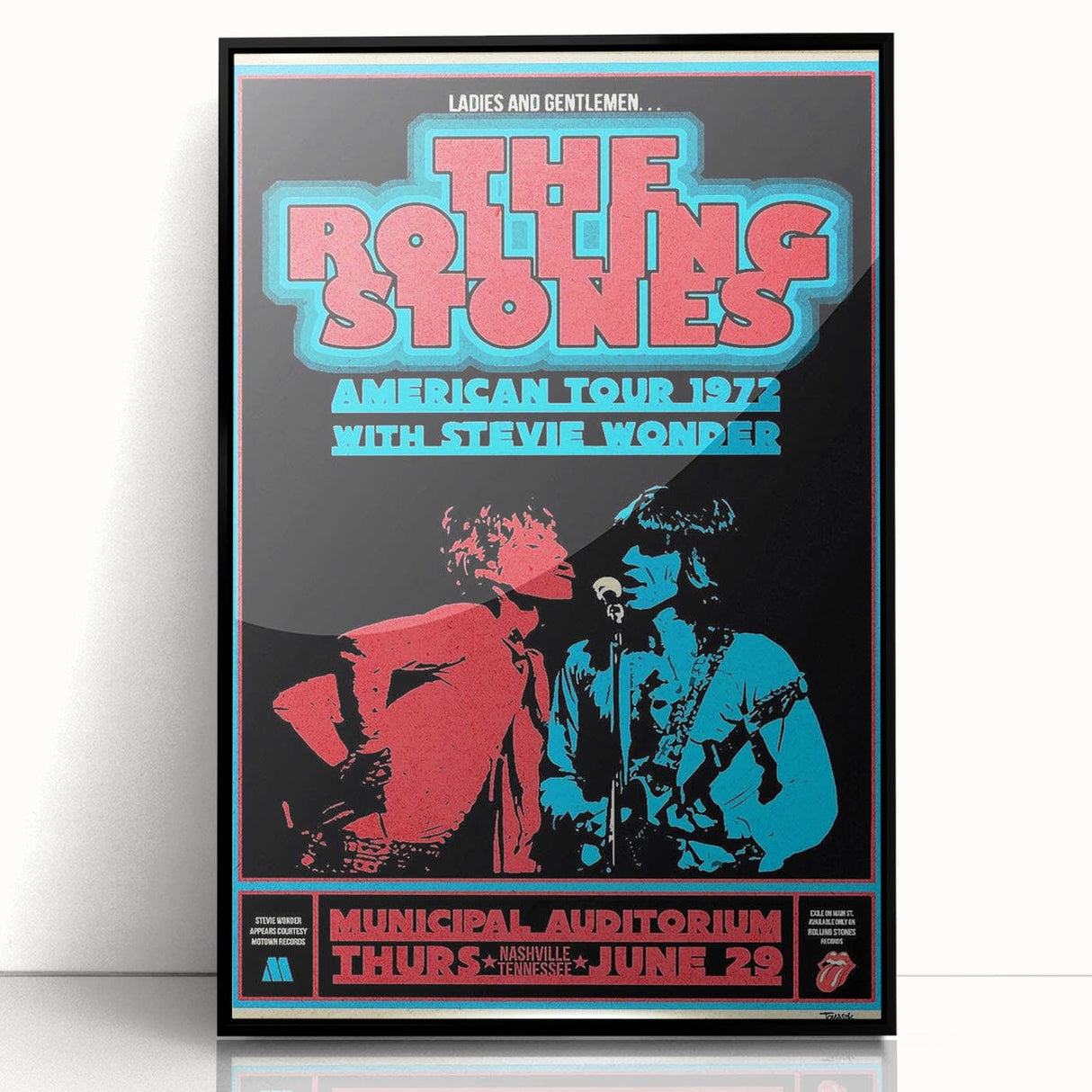 Rolling Stones 1972 American Tour Poster with Stevie Wonder