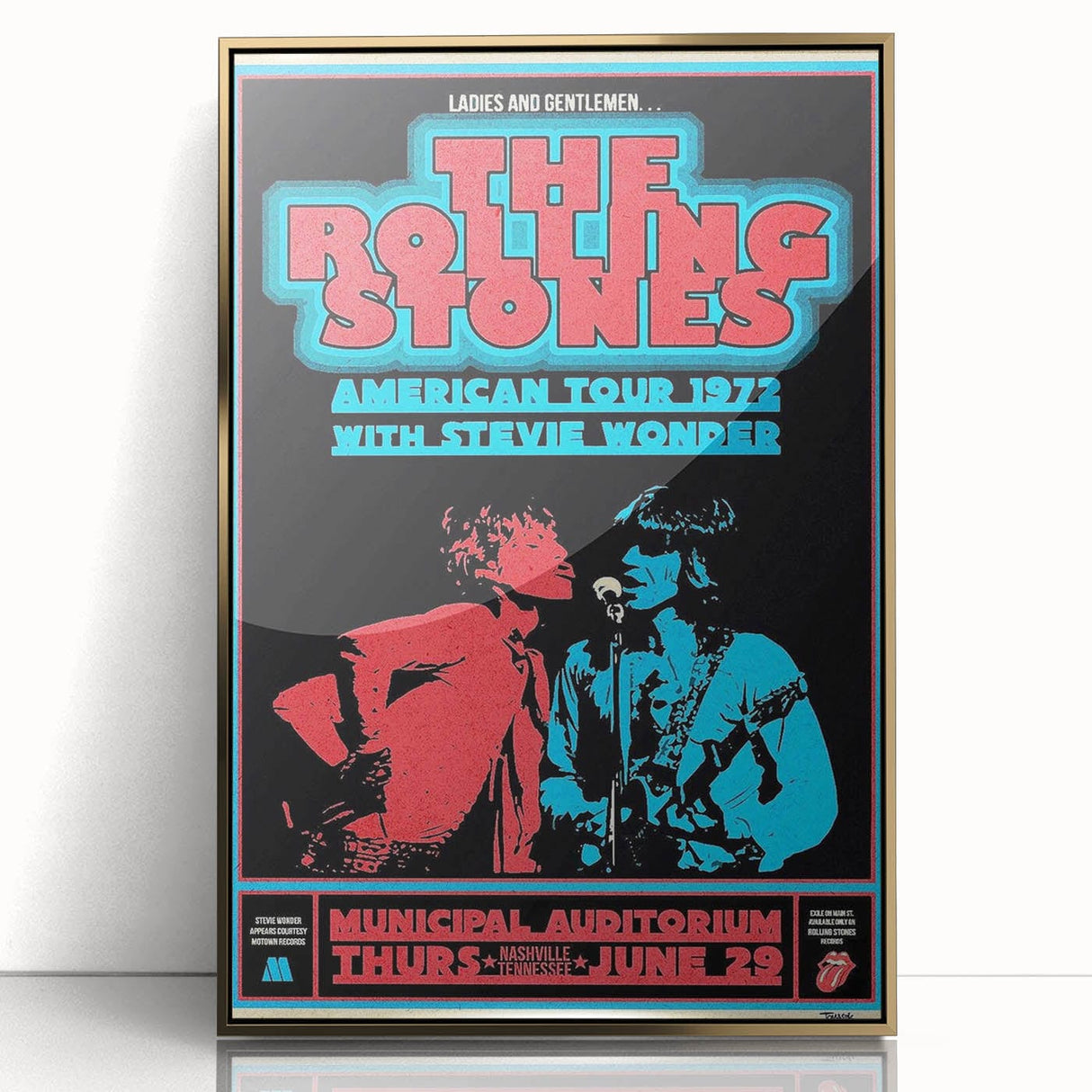 Rolling Stones 1972 American Tour Poster with Stevie Wonder