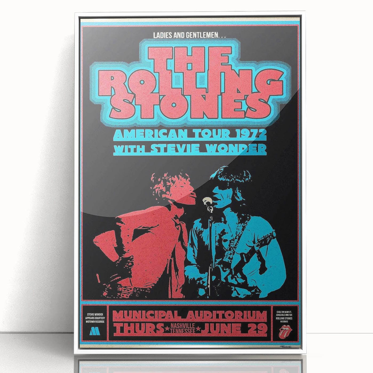 Rolling Stones 1972 American Tour Poster with Stevie Wonder