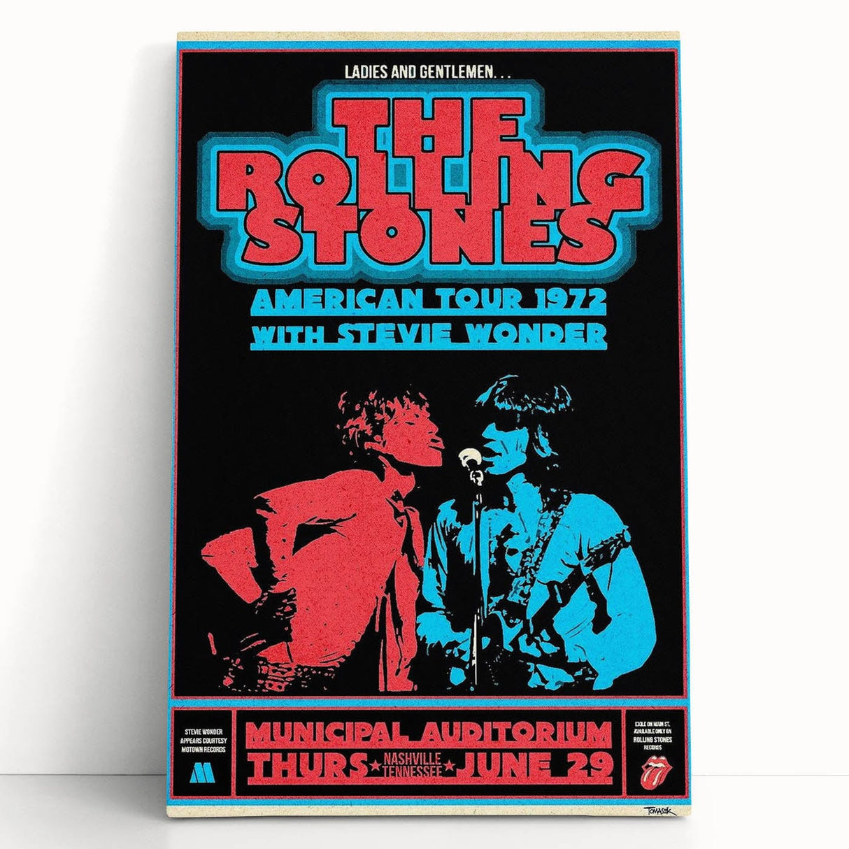 Rolling Stones 1972 American Tour Poster with Stevie Wonder