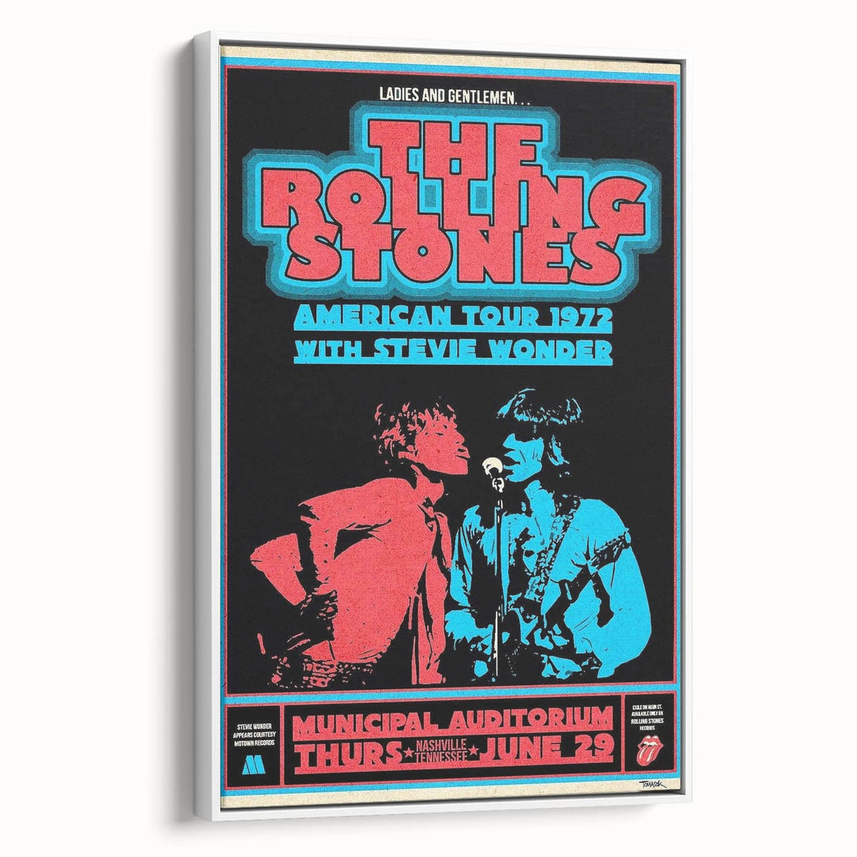 Rolling Stones 1972 American Tour Poster with Stevie Wonder