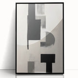 Framed abstract minimalist wall art in black acrylic, showcasing geometric designs and clean lines. Ideal for modern home decor to enhance aesthetic appeal.