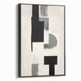Framed abstract minimalist wall art featuring a sleek black design, showcased from a side view to highlight its elegant contours and modern aesthetic, perfect for contemporary decor.