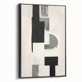 Framed abstract minimalist wall art featuring a sleek black design, showcased from a side view to highlight its elegant contours and modern aesthetic, perfect for contemporary decor.