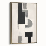 Abstract minimalist wall art with a gold frame, showcasing geometric patterns and a sleek design, ideal for modern home decor and artistic spaces.