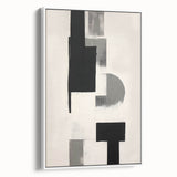 Framed minimalist abstract wall art in white tones, showcasing a sleek side view with a modern aesthetic, perfect for contemporary home decor.
