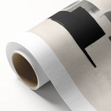 Abstract minimalist wall art print on rolled canvas, showcasing soft pastel colors and geometric shapes, ideal for modern home decor, packed in a protective tube.