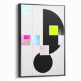 Framed black minimalist wall art showcasing an abstract design, viewed from the side, perfect for modern decor. Ideal for enhancing contemporary interiors.