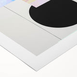 Abstract minimalist wall art on rolled canvas, featuring soft pastel colors and geometric shapes, showcasing modern design aesthetics, perfect for contemporary home decor.