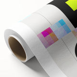 Abstract minimalist wall art design on rolled canvas, showcasing soft pastel colors and geometric shapes, ideal for modern home decor and interior styling.