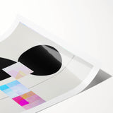 Abstract minimalist wall art print showcasing soft pastel colors and geometric shapes, elegantly rolled and packaged in a protective cardboard tube for easy display.