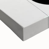 Close-up of a stretched canvas showcasing an abstract minimalist wall art design with soft pastel colors and geometric shapes, perfect for modern decor.