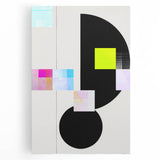 Abstract minimalist wall art on stretched canvas, showcasing soft pastel colors and geometric shapes, perfect for modern home decor or office aesthetics.