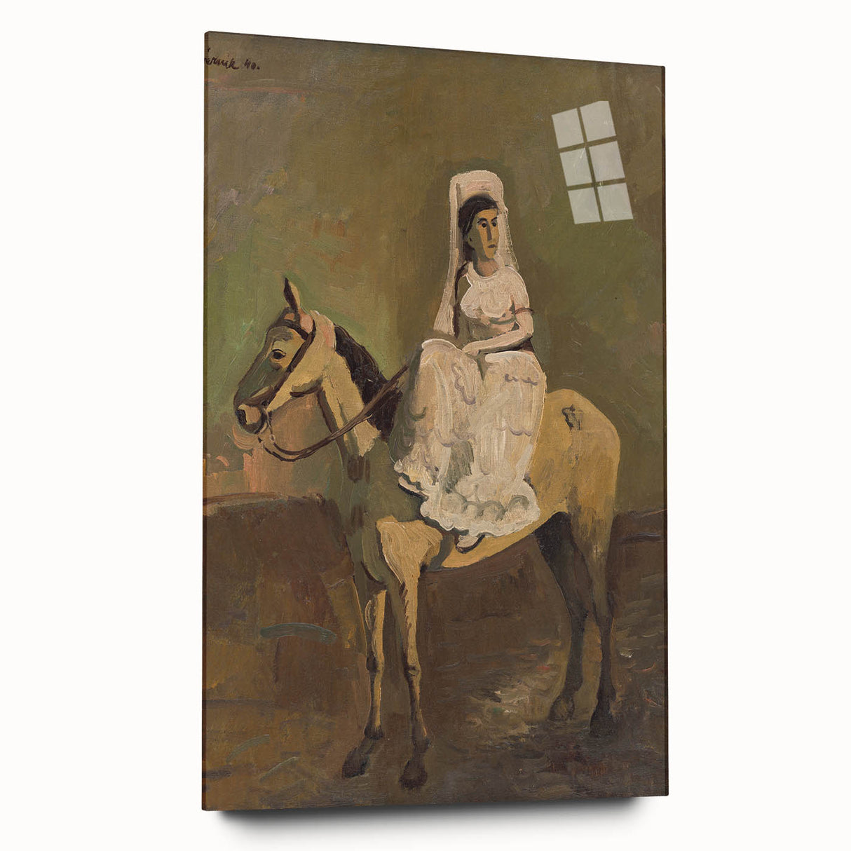 Vintage Equestrian Wall Art - Woman on Horseback in Earthy Tones