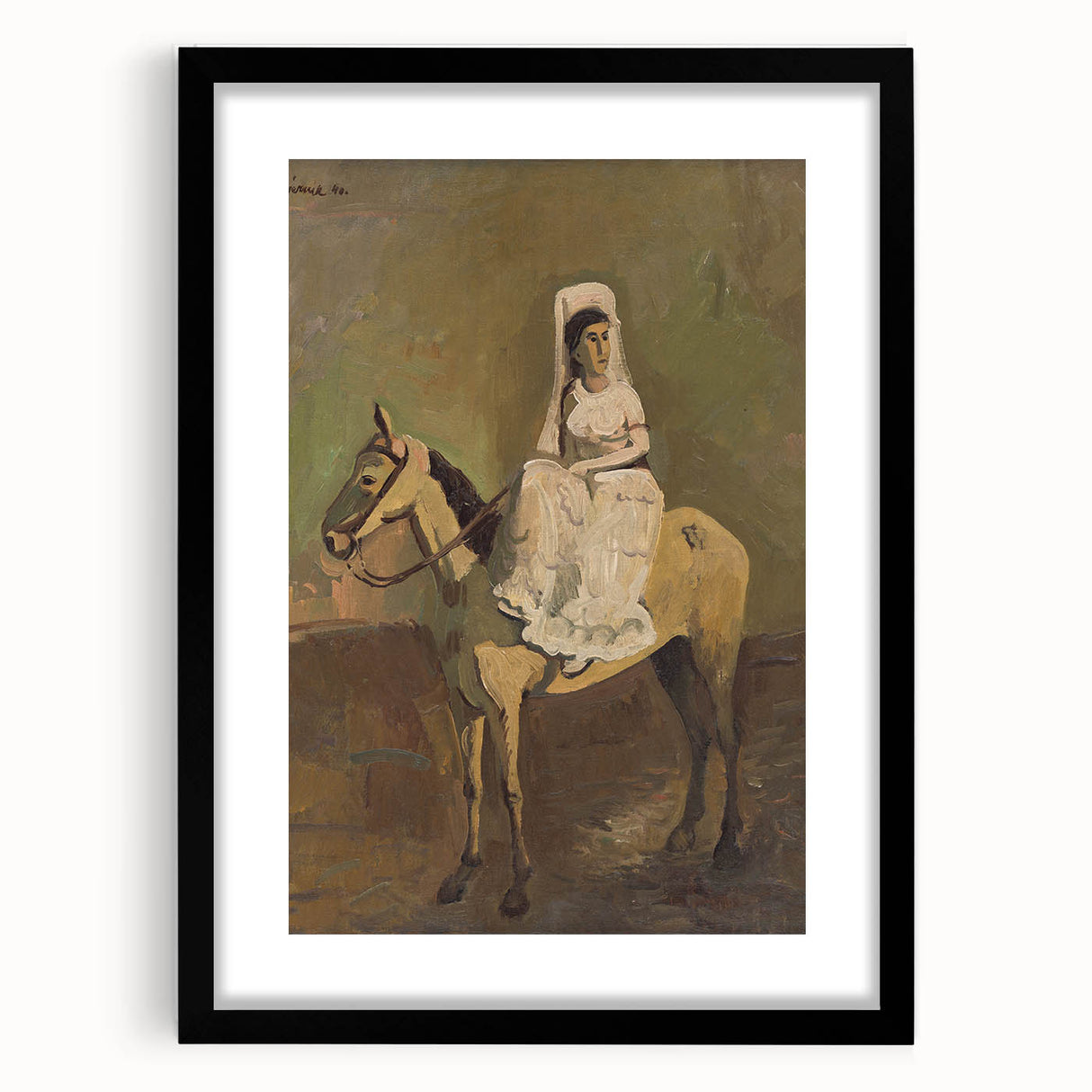 Vintage Equestrian Wall Art - Woman on Horseback in Earthy Tones