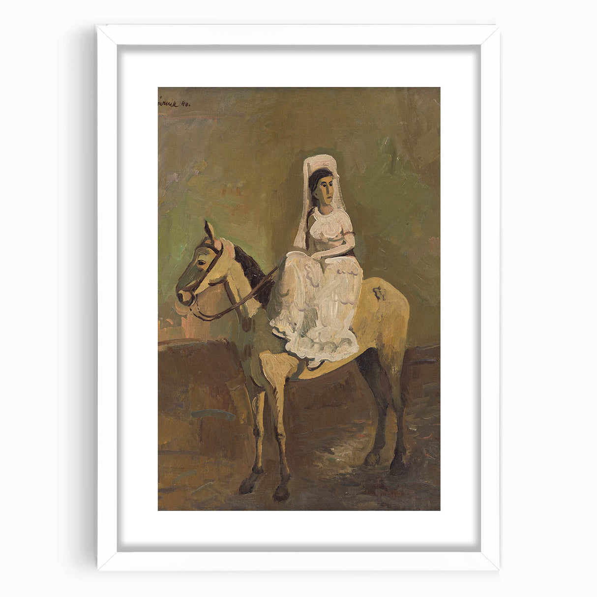 Vintage Equestrian Wall Art - Woman on Horseback in Earthy Tones