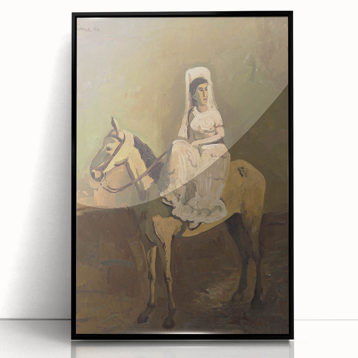 Vintage Equestrian Wall Art - Woman on Horseback in Earthy Tones