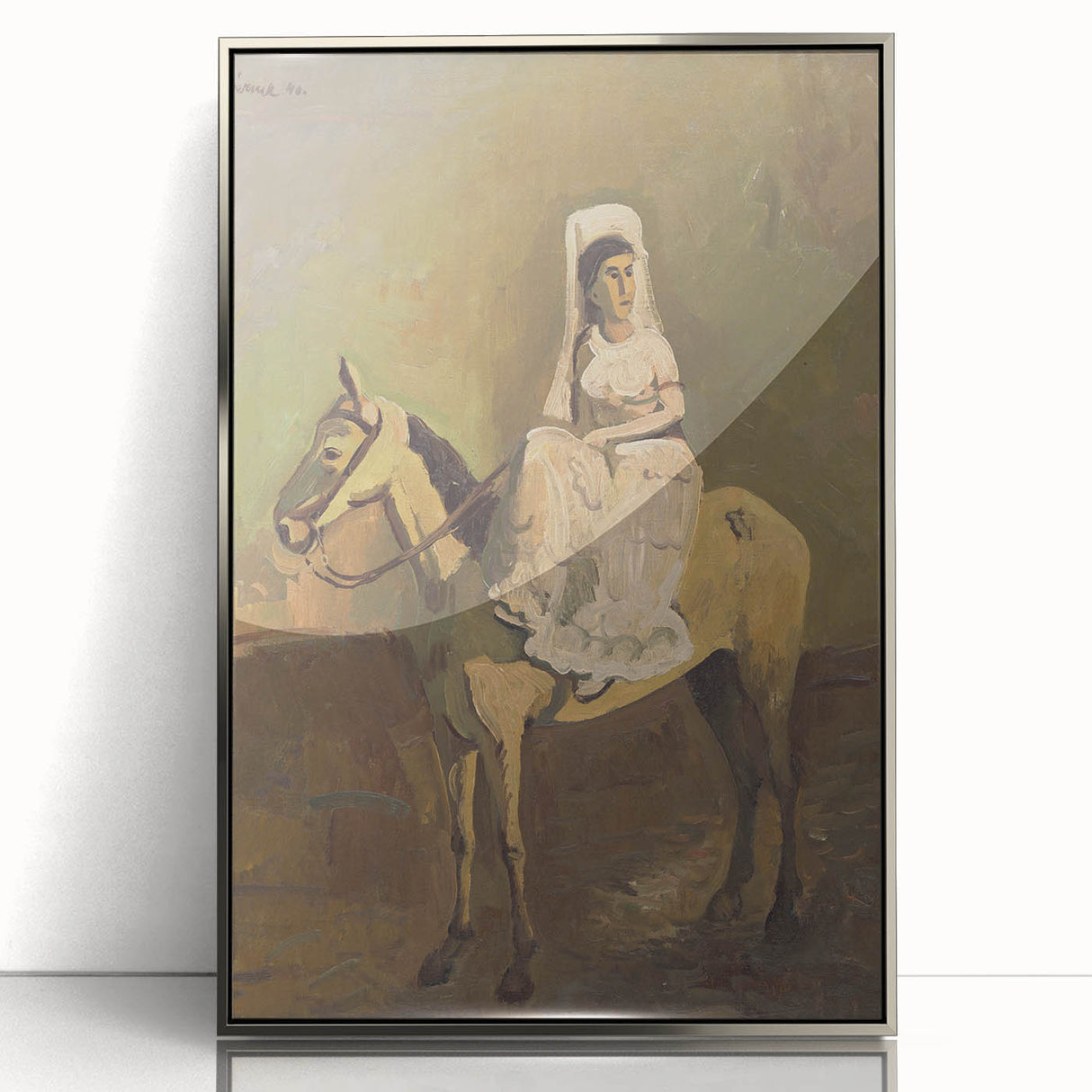 Vintage Equestrian Wall Art - Woman on Horseback in Earthy Tones