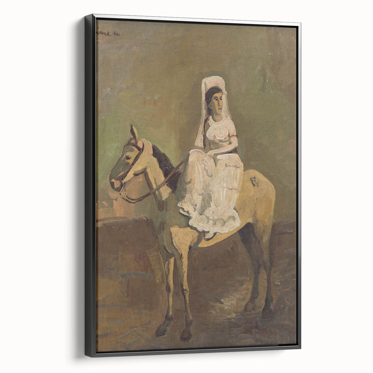 Vintage Equestrian Wall Art - Woman on Horseback in Earthy Tones