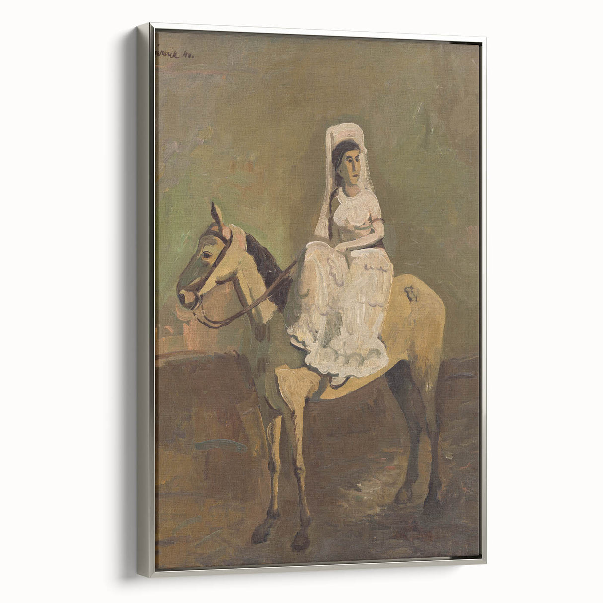 Vintage Equestrian Wall Art - Woman on Horseback in Earthy Tones